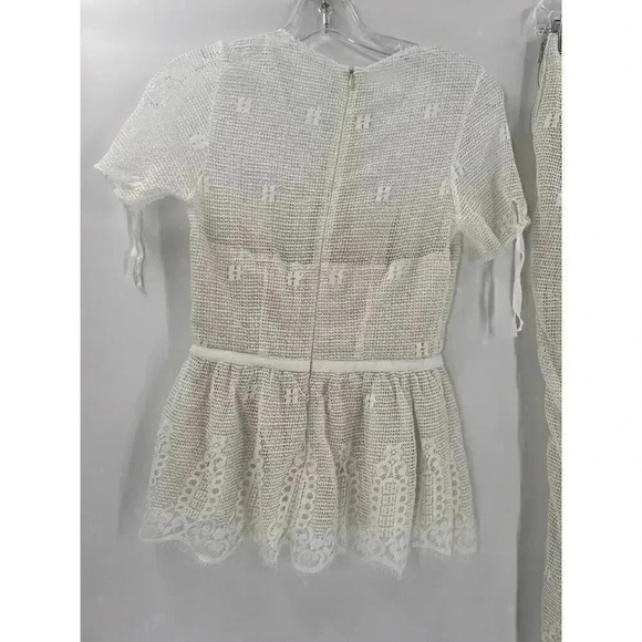 Luba by Hannah Payne Ivory Mesh Lace Peplum Babydoll Blouse SZ 0 Pants Size 4 - Picture 7 of 16